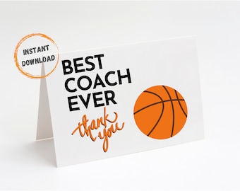 Basketball Trainer Geschenk, Druckbare Karten, Best Coach Ever, Basketball Thank You Karte, Geschenk vom Team, Ende der Saison, DIGITAL DOWNLOAD