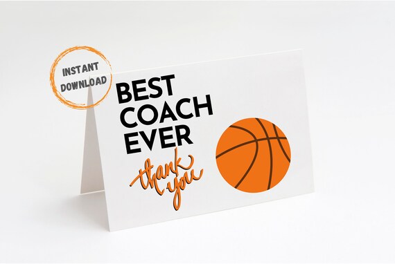 Basketball Coach Card Printable Cards Best Coach Ever Gift - Etsy