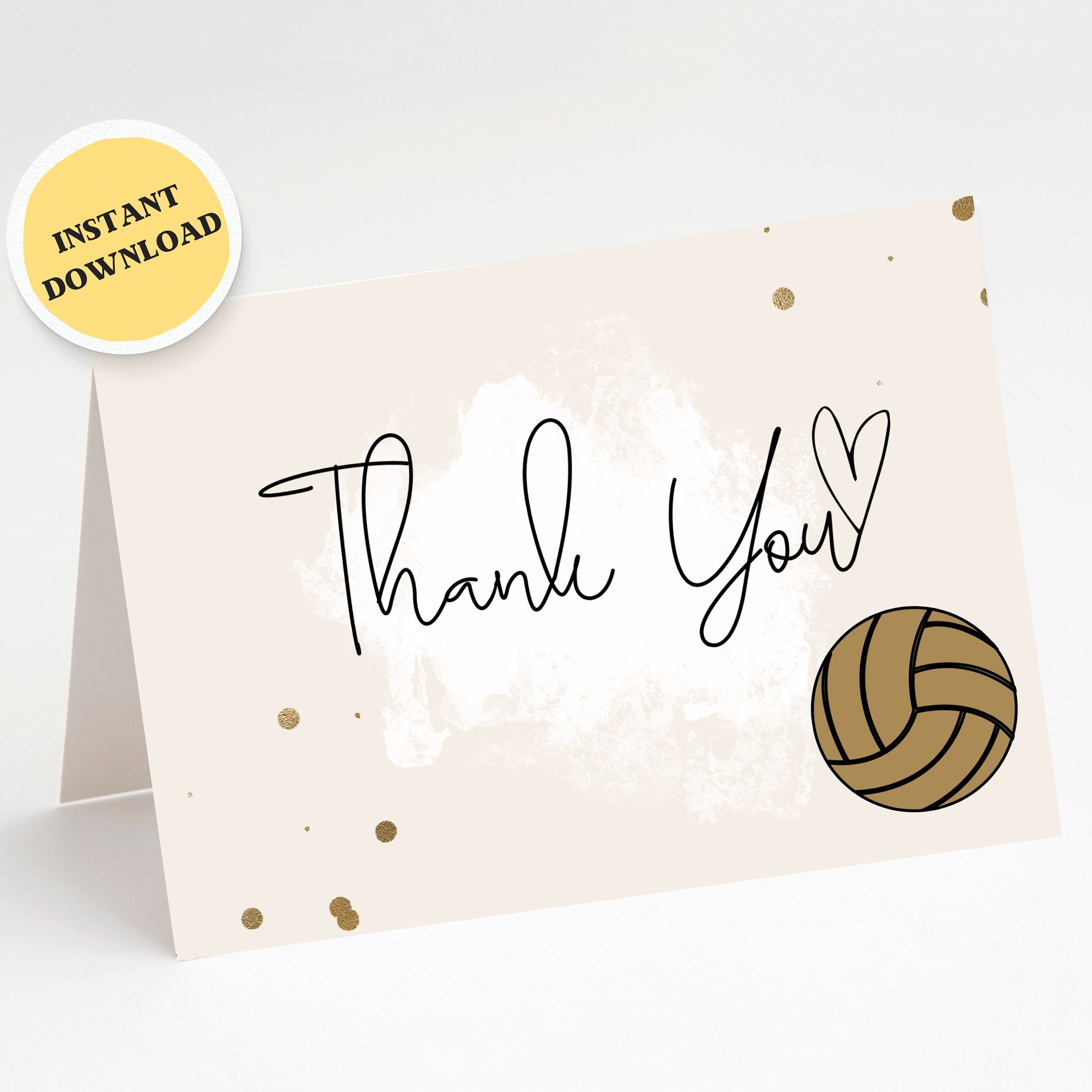 Volleyball Thank You Card Printable Card Digital Download Etsy