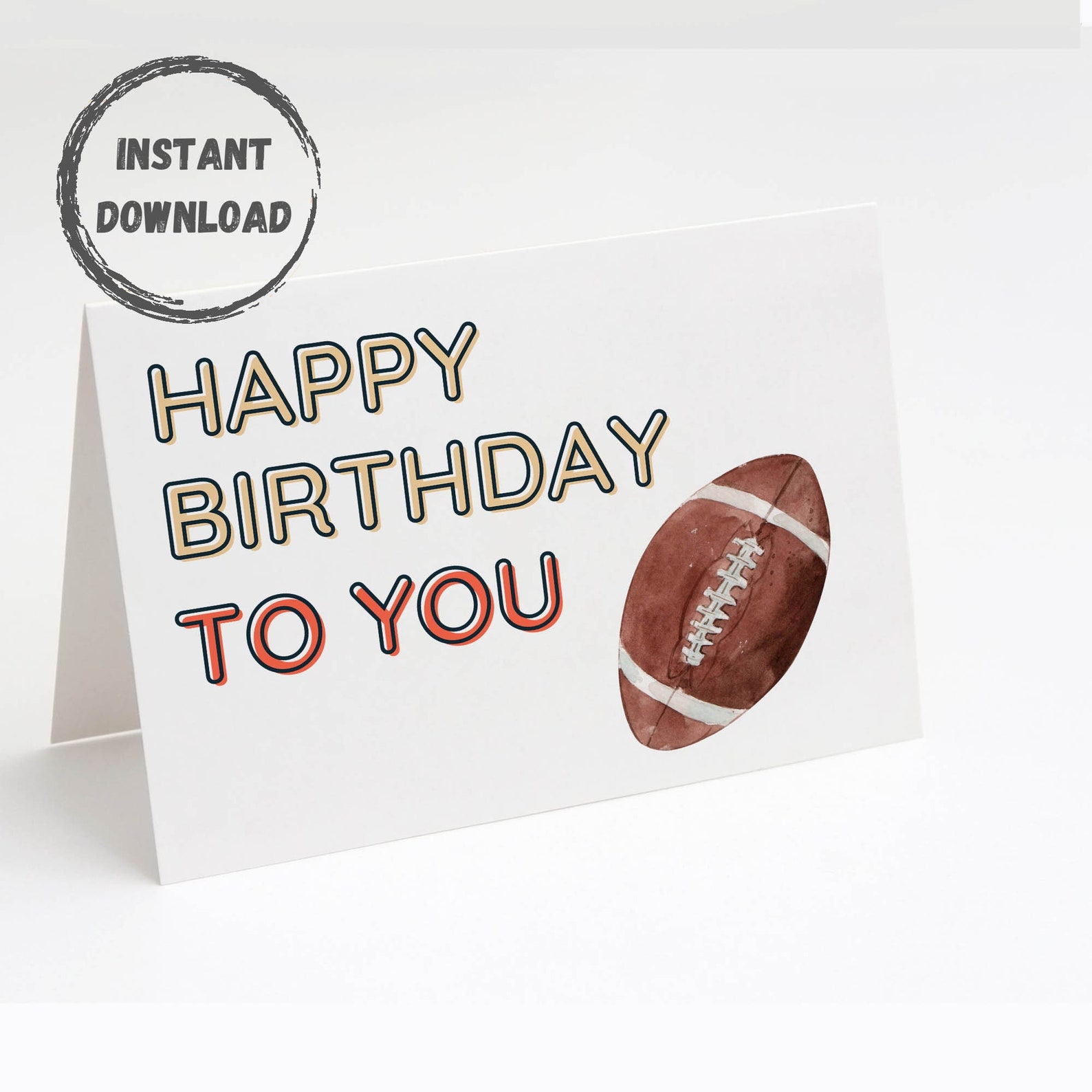 Printable Birthday Card Football Birthday Card Digital Etsy