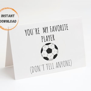 Tarjeta de fútbol en blanco, tarjeta de notas imprimible, día del juego, buena suerte, tarjeta de cumpleaños de fútbol, eres mi jugador favorito, tarjeta de equipo, notas deportivas divertidas