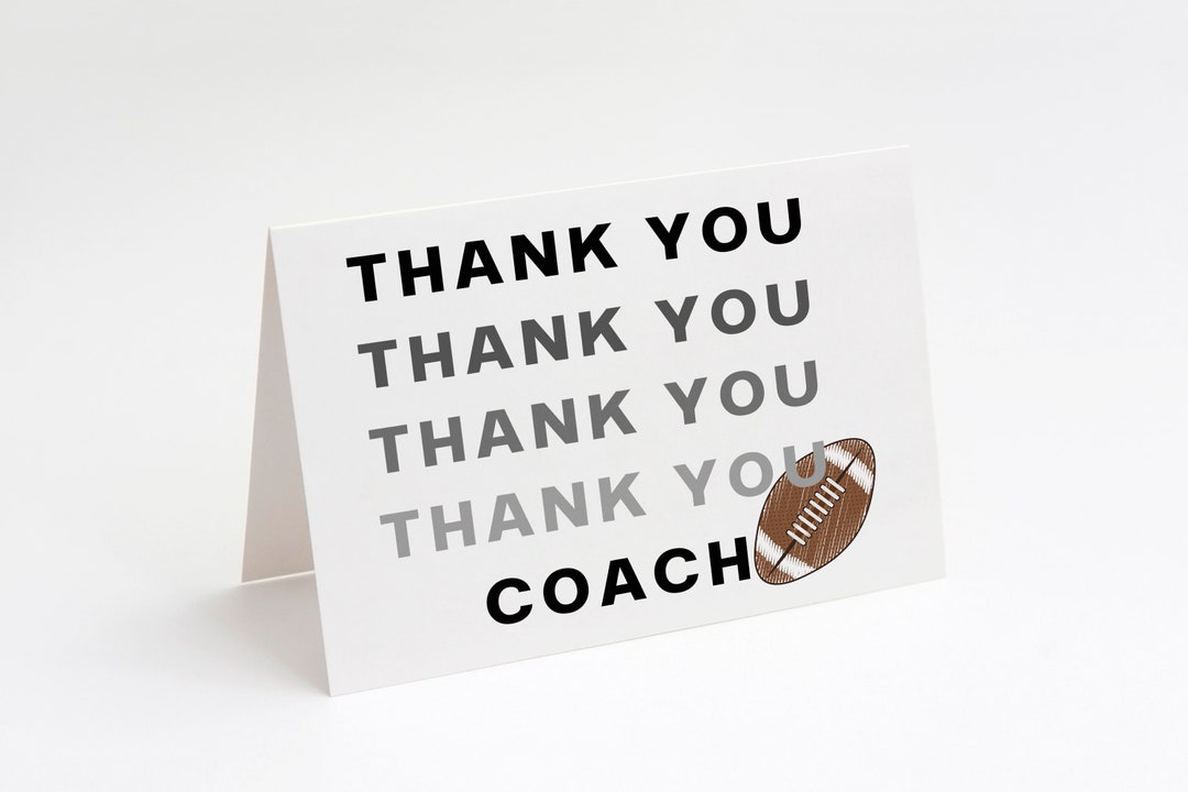 Football Coach Thank You Card, Printable Thank You Card, Football Coach ...