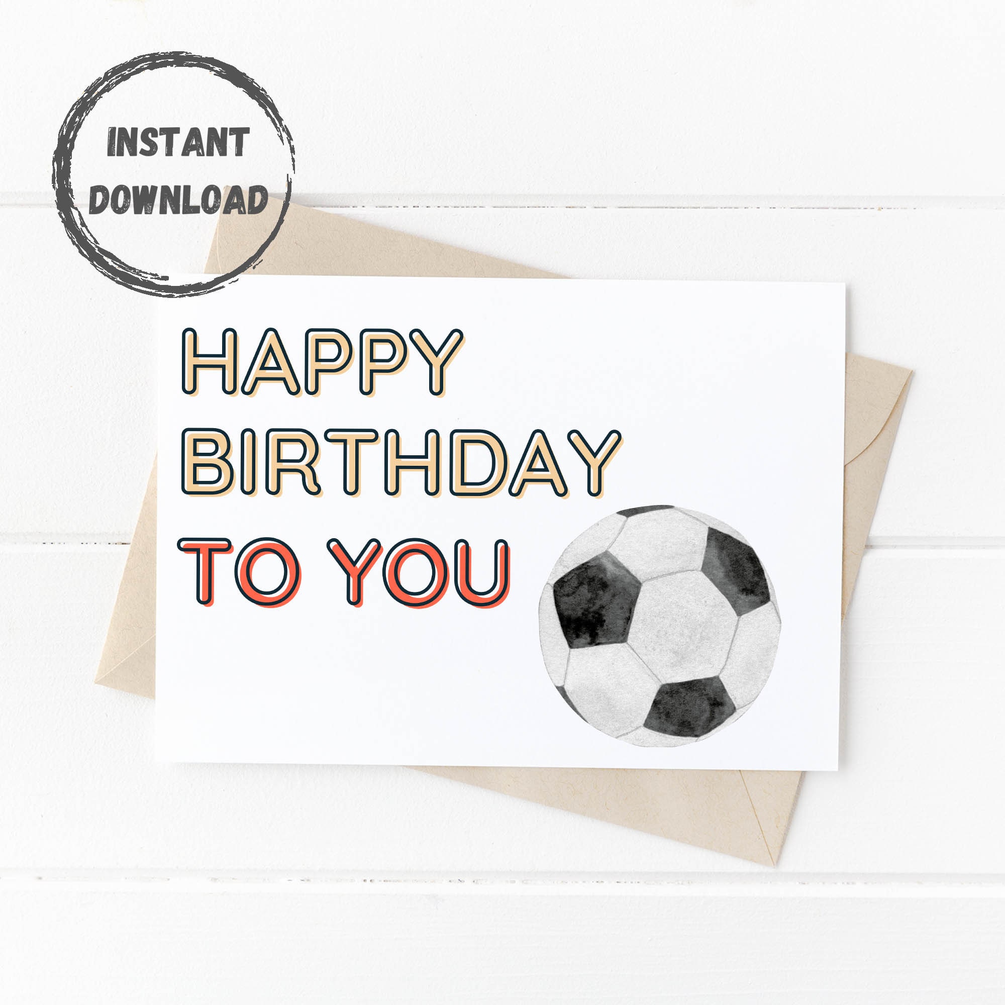 Soccer Birthday Card Printable Card Digital Download 5x7 Etsy