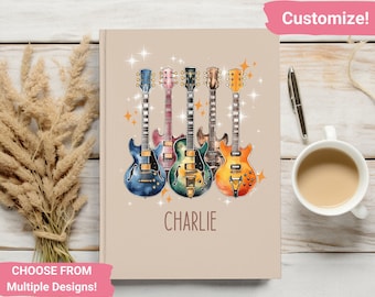 Guitar Journal Notebook, Guitar Lover Gift, Personalized Journal,, Custom Hardcover Notebook, Gift for Music Lover, Gift for Guitar Player