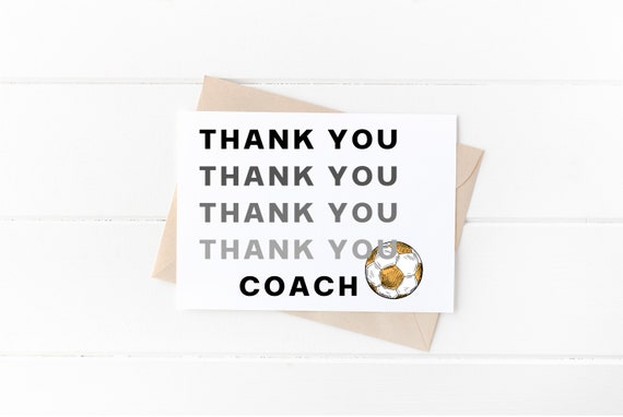 Soccer Coach Thank You Card Printable Thank You Card Soccer | Etsy
