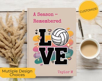 Girls Volleyball Memory Book, LOVE Volleyball Gift, End of Season Coach Gift, Personalized Team Journal, Player Keepsake Notebook