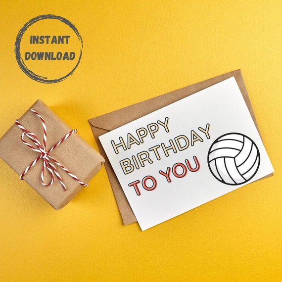 Volleyball Birthday Card Printable Card Digital Download Etsy Ireland