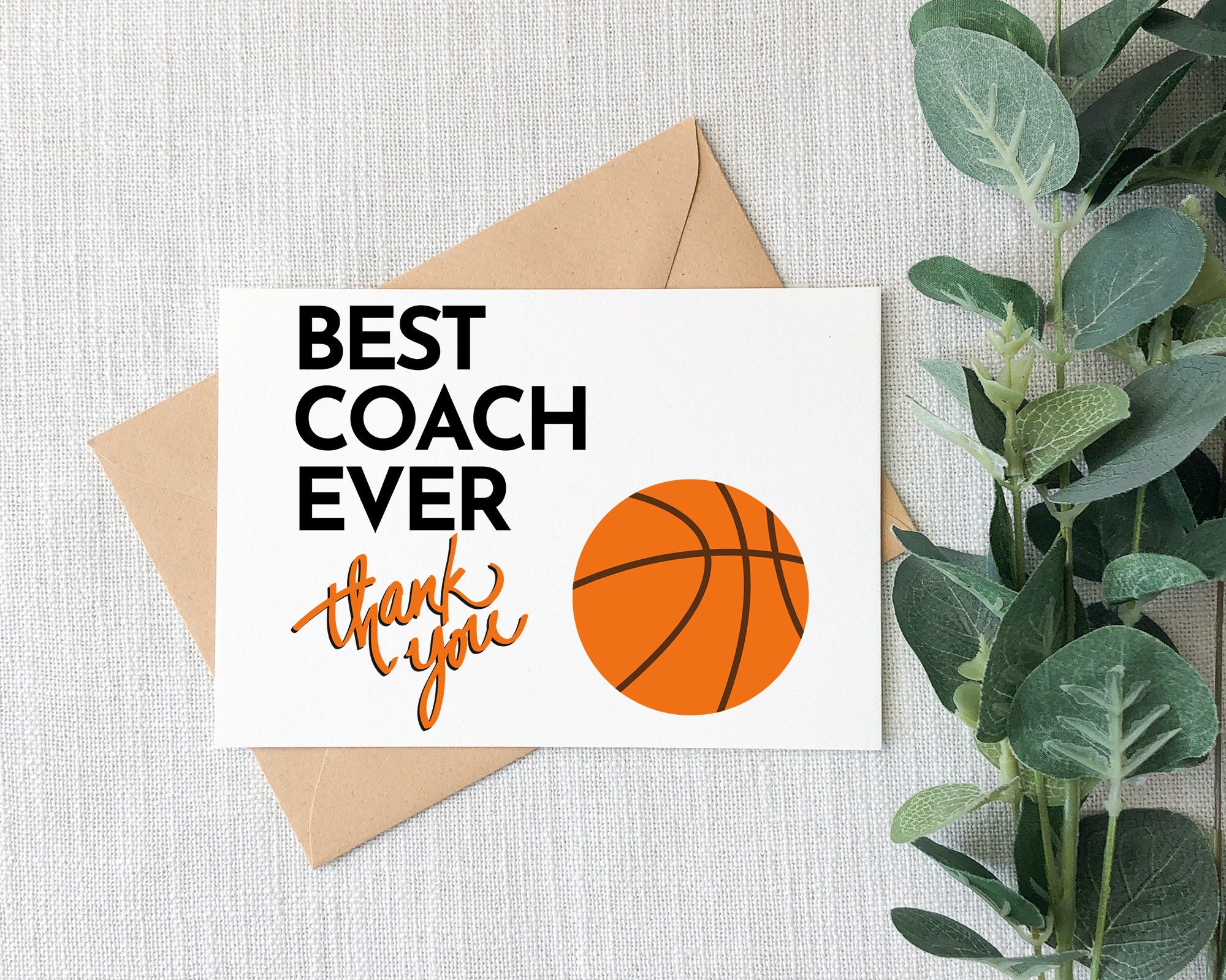 Basketball Thank You Card, Printable Cards, Basketball Coach Gift ...