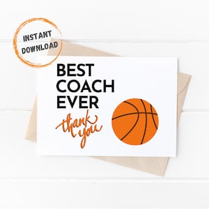 Carte de remerciement de basketball, cartes imprimables, cadeau d’entraîneur de basketball, carte d’entraîneur de remerciement de basketball, téléchargement numérique, téléchargement instantané