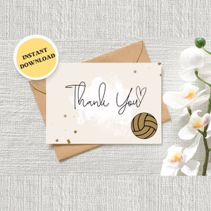Bedankkaart volleybal, afdrukbare kaart, digitale download, 5 x 7, volleybalkaartje, bedankt coach, plat en opvouwbaar, INSTANT DOWNLOAD