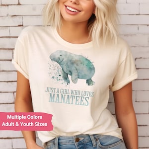 Manatee Shirt, Manatee Lover Shirt, Woman Manatee Shirt, Just a Girl Who Loves Manatees Gift for Marine Biologist, Manatee Pullover Tshirt