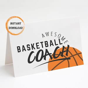 Regalo per allenatore di basket, Carta allenatori stampabile, Download digitale, Grazie, Fine stagione, Ringraziamento allenatore, Carta di apprezzamento per allenatore, Nota vuota