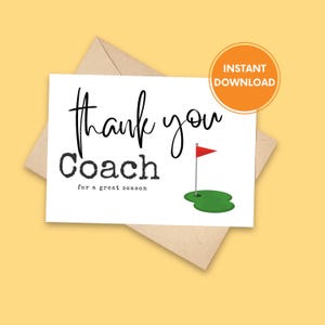 Golfcoachkaart, bedankt golfcoach afdrukbare kaart, digitale download, coachcadeau, einde seizoen, bedankt coach, coach waarderingskaart