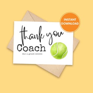 Carte d'entraîneur de tennis, carte imprimable Merci entraîneur de tennis, téléchargement numérique, cadeau entraîneur, fin de saison, entraîneur de remerciements, carte d'appréciation de l'entraîneur