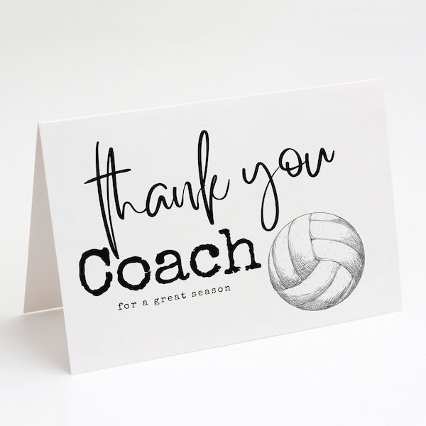Volleyball Coach Printable Card, Thank you Card, Digital Download, Coach Gift, End of Season, Thanks Coach, Coach Appreciation Card