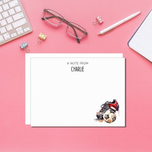 Custom Soccer Player Notecards, Personalized Soccer Themed Stationery Set for Sports Fans Players and Coach, Thank You Card Stationery Gift