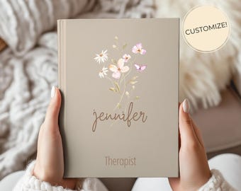 Therapist Gift, Mental Health Journal, Therapy Notes Hardcover Book, Personalized Notebook for Health Professional, Counselor Thank You Gift