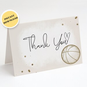 Basketball Thank You Card, Printable Card for Coach, Digital Download ...