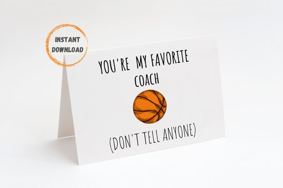 Basketball Coach Printable Card Digital Download Basketball - Etsy