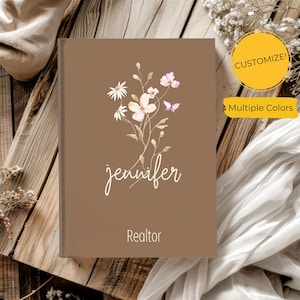 Personalized Real Estate Agent Notebook, Custom Realtor Gift, Thank You for Realtors, Customized Wildflower Journal, Coworker Appreciation