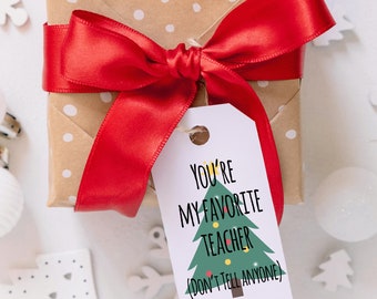 Teacher Christmas Gift Tags, Printable Tags, Digital Download, Funny Gift Tag for Teachers, Merry Christmas, Treat Tag, Holiday Gift Tag