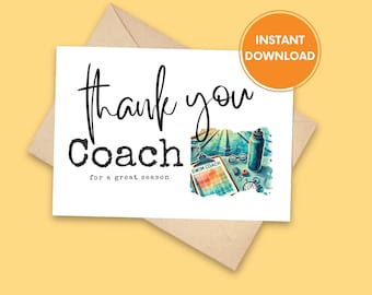 Swim Coach Card, Thank You Swimming Coach Printable Card, Digital Download, Coach Gift, End of Season, Thanks Coach, Coach Appreciation Card
