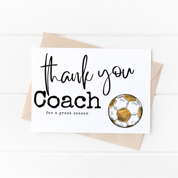 Thank You Soccer Coach Card, Coach Gift, Digital Download, Coach Gift, End of Season, Thanks Coach, Coach Appreciation Card