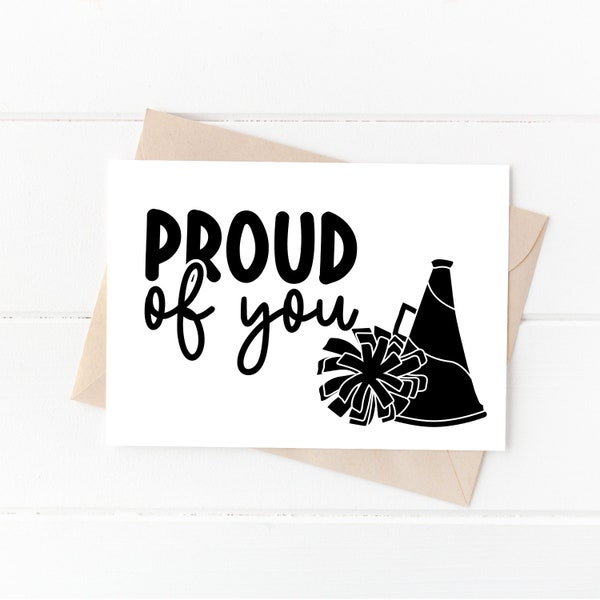 Printable Cheerleader Card, Proud of You Card, Digital Download, 5x7 PDF Card, Cheerleader Notecard, Greeting Card, INSTANT DOWNLOAD