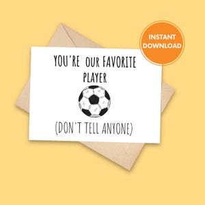 Fußball Karte für Spieler, druckbare Grußkarte, Spieltag, viel Glück, Fußball-Geburtstagskarte, mein Lieblingsspieler, Mannschaftskarte, leere Karte Sportnotiz