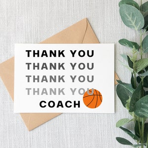 Carte de remerciement de basket-ball, carte de remerciement imprimable entraîneur, cadeau entraîneur de basket-ball, remerciements de fin de saison, téléchargement immédiat, carte imprimable PDF