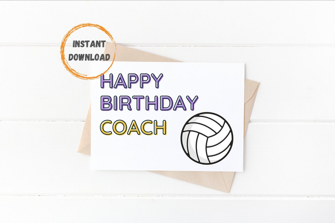 Happy Birthday Coach Card, Printable Card, Digital Download, 5x7 PDF ...