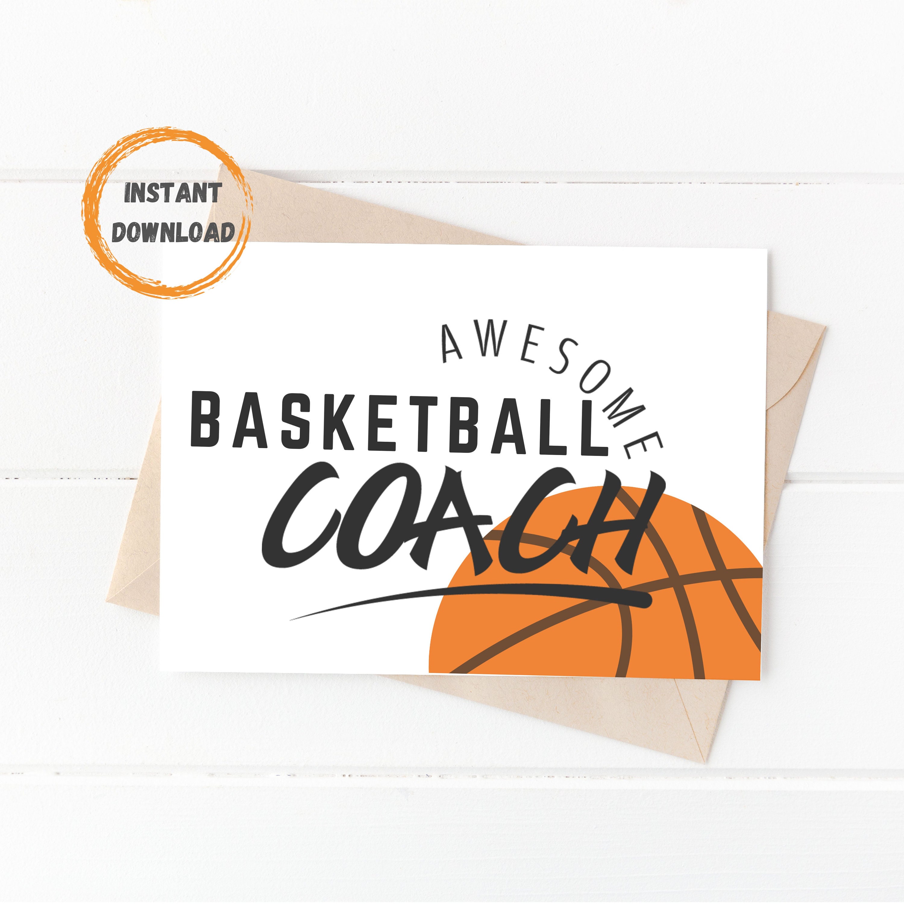 Basketball Coach Gift Printable Coaches Card Digital Etsy