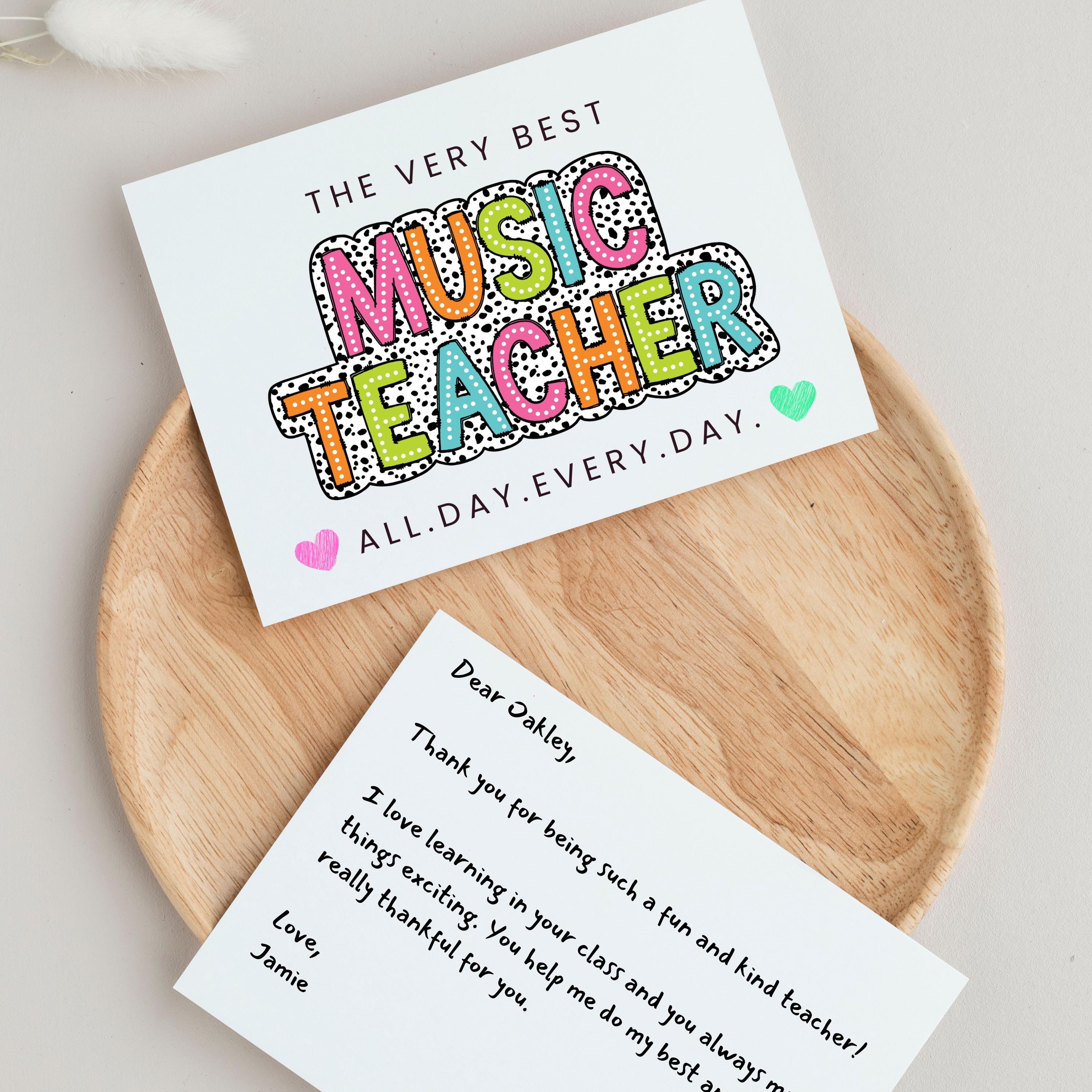 Music Teacher Thank You Card – Printable Music Note Card, Choir Teacher ...