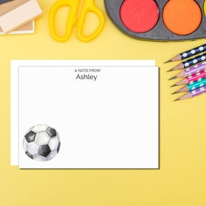 Soccer Stationary, Soccer Personalized Stationery, Soccer Player Gift, SoccerNote Cards with Envelopes, Blank Flat Cards, Soccer Coach Gifts