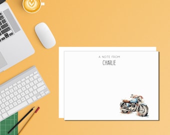 Motorcycle Stationery, Personalized Motorcycle Stationary, Customized Note Cards, Motorcyclist Notecards, Thank You Cards and Envelopes