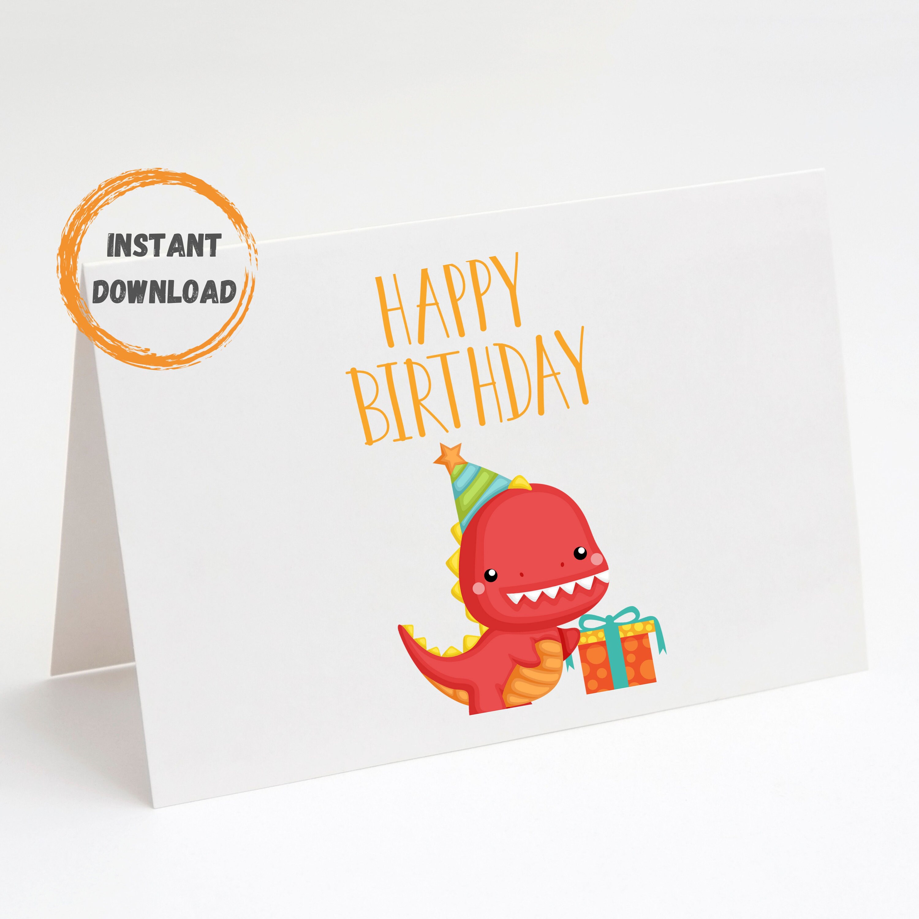 Dinosaur Birthday Card, Printable Kids Card, Happy Birthday Card ...