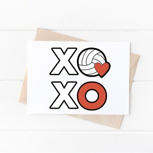 Carte de volley-ball, carte de correspondance imprimable, téléchargement numérique, carte de volley-ball, joyeuse Saint-Valentin, volley-ball XOXO, carte de correspondance vierge