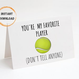 Tennis Karte, druckbare Notizkarte, Spieltag, viel Glück, Tennisspieler Geburtstagskarte, du bist mein Lieblingsspieler, Team Karte, lustige Sport Notizen