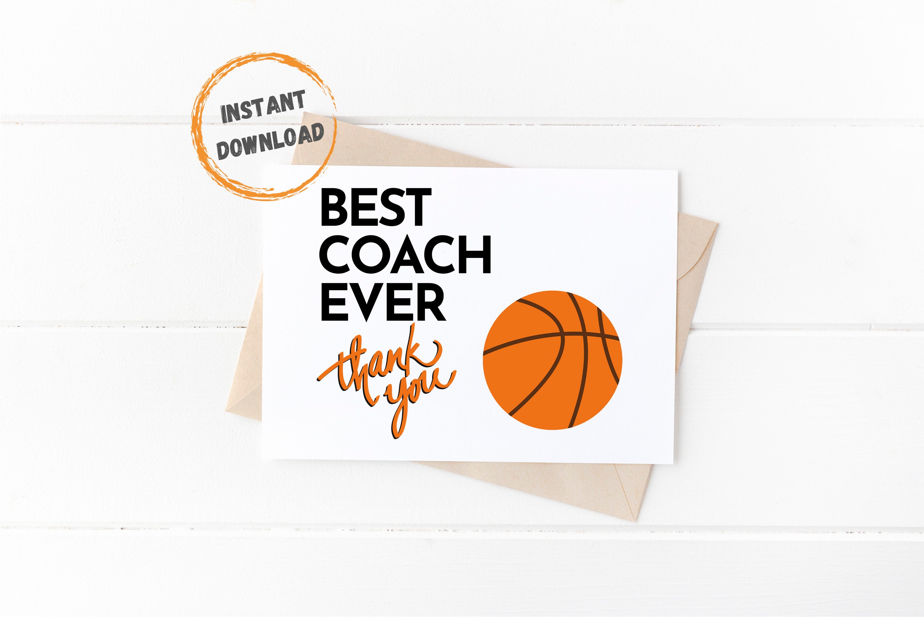 Basketball Coach Gift, Printable Cards, Best Coach Ever, Basketball ...