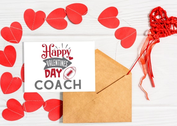 Football Coach Valentine Card Printable Card Digital - Etsy