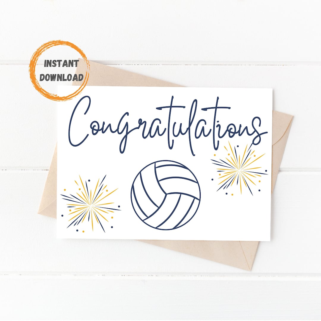 Congratulations Volleyball Card Printable Card (Download Now) Etsy