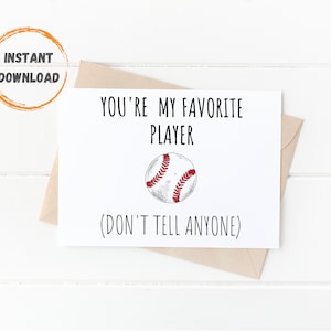 Carte de baseball drôle, carte de notes imprimable, jour de match, bonne chance, carte d’anniversaire de baseball, vous êtes mon joueur préféré, carte d’équipe, carte numérique