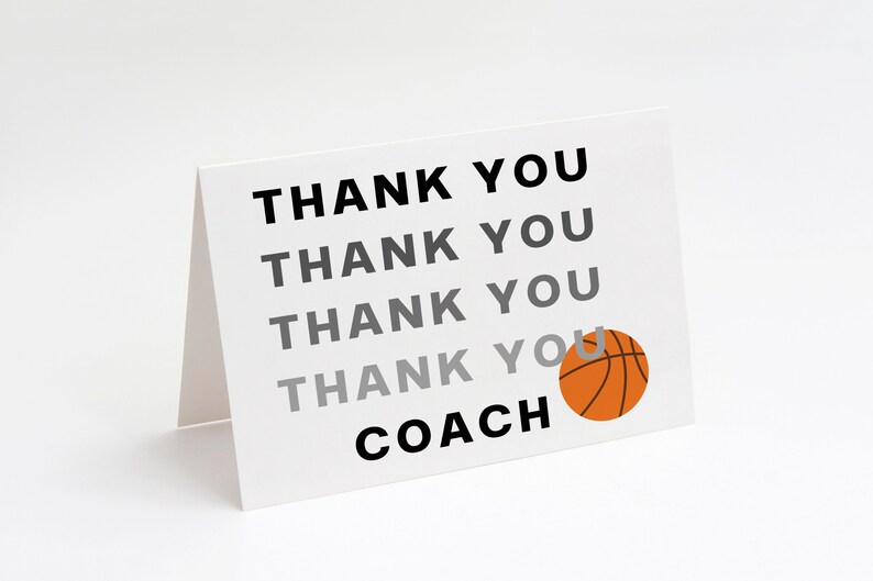 Basketball Thank You Card, Printable Thank You Coach Card, Basketball ...