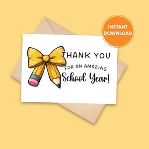 Merci pour une année scolaire incroyable, carte de professeur imprimable, téléchargement numérique, note de remerciement, carte de vœux des élèves, TÉLÉCHARGEMENT IMMÉDIAT