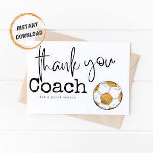 Soccer Coach Card, Dank u Coach Gift, Digitale Download, Coach Gift, Einde van het seizoen, Bedankt Coach, Coach Waardering, INSTANT DOWNLOAD
