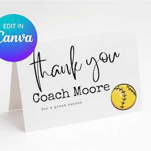 Dankeschön-Karte Softball-Trainer, benutzerdefinierte Coach-Karte, druckbare Karte, Coach-Geschenk, digitaler Download, Dankeschön-Karte, bearbeitbare Karte, Danke Coach