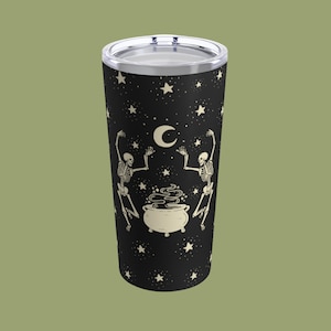 Dancing Skeletons Tumbler, Skeleton Tumbler, Halloween Tumbler, Mystical Gifts, Spooky Tumbler Cup, Witchy Aesthetic, Fall Tumbler, Goth Cup