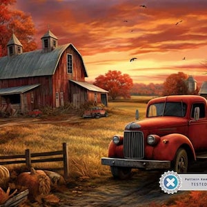 Rustic Farmstead, Full Coverage Cross Stitch Pattern, Instant Download PDF, Counted Cross Stitch, Embroidery Art