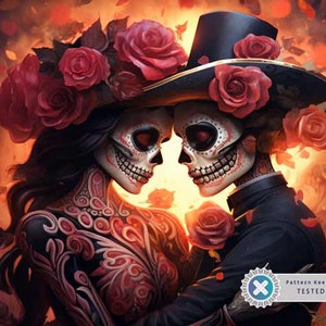 Dios de los Muertos, Full Coverage Cross Stitch Pattern, Instant Download PDF, Pattern Keeper Compatible, Cross Stitch Chart, Wall Art
