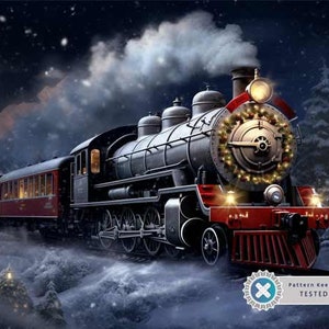 Winter's Journey, Polar Train, Full Coverage Cross Stitch Pattern, Instant Download PDF, Counted Cross Stitch, Embroidery Art